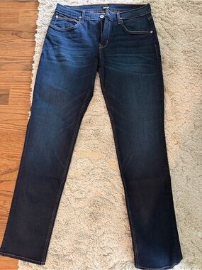 Hudson Jeans Men's Slim Straight Jeans - Dark Blue with Contrast Stitching 34